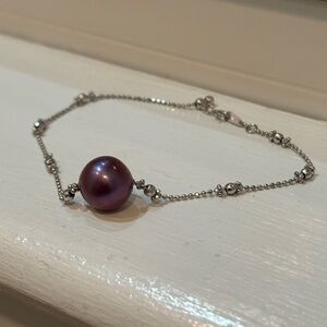 Purple/copper Freshwater Edison Pearl Sterling Silver Bracelet